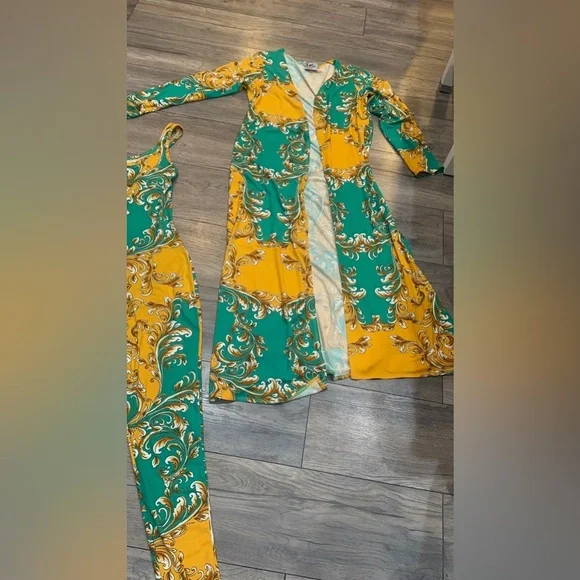 Vibrant Green and Yellow Jumpsuit Set - Picture 3 of 6